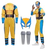 Leajap Karneval Kostüm für Erwachsene: Overall mit Maske und Krallen - Halloween Cosplay Kostüme...