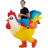 KOOY Aufblasbare Kostüme Hahn Aufblasbares Huhn Kostüm Erwachsene Halloween Blow Up Kostüme für...