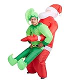 THE TWIDDLERS Weihnachtsmann-Huckepack-Kostüm, Aufblasbarer Weihnachsmann trägt Elf, Lustige...