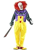 Halloween! Smiffys Kostüm Klassischer Horrorclown, Mehrfarbig, mit Einteiler und Maske
