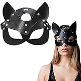 KEELYY Catwoman Maske Katzenmaske Sexy Halbgesicht Ledermaske für Damen Frauen Fuchs Masken Cosplay...