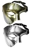 VKI® 2 Stück Phantom Maske, Die Oper Maskerade Maske Halb Gesicht Augenmaske für Männer, Vintage...