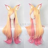 ydound Anime Coer Wig. Ahri Star Guardian Perücke Die neun Schwanzfuchs Cosplay Perücken