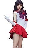 Noiclub Sailor Mars Kostüm Anime Sailor Cosplay Outfit Damen Rei Hino Kleid Anzug Halloween,M
