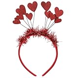 WLLHYF Pailletten Herz Stirnband Glitter Herz Haarband Weihnachten Herz Form Dekor Stirnband Rot...