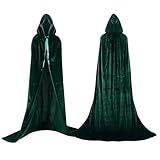 Labellevie Umhang mit Kapuze Lange SAMT Cape Vampir Kostüm Halloween Erwachsener Unisex- Gr....