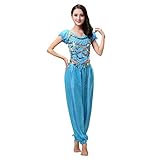 Haodasi Bauchtanz Kostüm für Damen Tanzen Top + Laterne Hosen Professionel Karneval Tänzer Outfit...