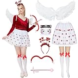 WELLCHY Karneval Amor Kostüme Set, Valentinstag Herz Stirnband Pailletten, Cupid Engelsflügel,...