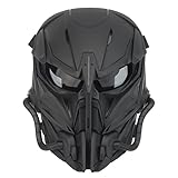 Taktische Airsoft Maske, Grau Lens Full Face Skull Paintball Schutzmaske für Cs Wargame Halloween...