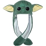 FISAPBXC Yoda Cartoon-Plüschhut, StarWars Lustiger Tierhut mit beweglichen Ohren Hut mit...
