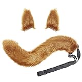 Fox Wolf Cosplay Tierohren Schwanz Set Wolf Ohren Schwanz Kostüm Handgefertigtes Fuchs Wolf Ohren...