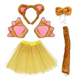 TSHAOUN 6 Stück Bärenkostüm für Kinder Bärenkostüm Tierkleid Cosplay Set Bärenohr Stirnband...