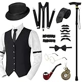 Grantop 1920s Jahre Herren Accessoires, 20er Jahre Herren Accessoires, Mafia Karneval Kostüm Gatsby...