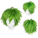 Gairyan Perücke Grün Perücke Damen Unisex Anime Cosplay Wig Kurze Synthetische Perücke Frauen...