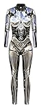 SEAUR Halloween Kostüm Damen Roboter Cosplay Catsuit Overall Knochen Anzug Karneval S