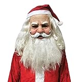NEMMXUB Weihnachtsmann Maske - Nikolausmaske mit Rauschebart+Perücke+ Augenbrauen