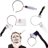 4 Stück Halloween Stirnband Dekoration Scary Halloween Horror Stirnband Zombie Stirnbänder Scary...