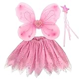 EQLEF Fee Kostüm Mädchen, Prinzessin, Fee Schmetterlingsflügel für Mädchen Tutu Flügel...
