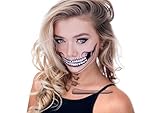 Tattoocrew 2 x Halloween Tattoos Totenkopf Skull zum Aufkleben für das Gesicht