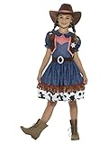 Smiffys Texanisches Cowgirl-Kostüm, Blau, mit Kleid, befestigter Weste und Hut