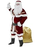 Ahititi Weihnachtsmann Kostüm für Männer 12 STK Set Weihnachtsfeier Cosplay für Erwachsene Roter...