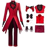 HSJZBQSM Alastor Cosplay mit Perücke Brille Rot Set Hazbin Hotel Cosplay Kostüm Halloween...