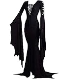 YAOHUOLE Halloween Family Wednesday Kostüm Damen Vampira Partykleid für Halloween Schwarz S