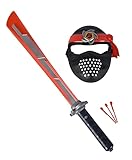 Next Ninja Schwert und Maske, rot, mit Licht und Sound, Schussfunktion, 60cm, mit Textilband, ab 3...
