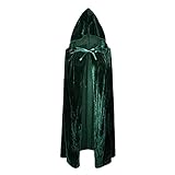 Esoes Samt Umhang mit Kapuze Halloween Kostüm Cape Wizard Cosplay Outfit Mantel Satin Karneval...