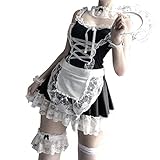 Zyimsva Maid Dress Halloween KostüM Maid Outfit Cospaly Dienstmädchen Kostüm Strümpfe...