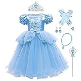 IWEMEK Mädchen Aschenputtel Kostüm Cinderella Prinzessin Kleid + Zubehör Märchen Cosplay...
