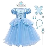 IWEMEK Mädchen Aschenputtel Kostüm Cinderella Prinzessin Kleid + Zubehör Märchen Cosplay...
