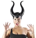 Seawhisper Böse Königin Kostüm Hörner Haarreif Kopfschmuck Halloween Damen Schwarz 56CM