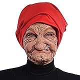 Roexboz Halloween Latex Gesichtsbedeckung Horror Kopfbedeckung Alte Frau Gesichtsschutz Latex...