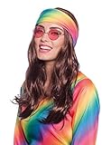 Folat 26843 Perücke mit Hippie Stirnband Fasching Karneval Fastnacht