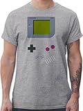 T-Shirt Herren - Karneval & Fasching - Gameboy - XL - Grau meliert - 90er Jahre Oberteil Shirt...