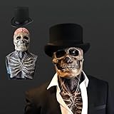Lanckeli Halloween Totenkopfmaske mit Beweglichem Kiefer, Gruselige Schädeldecke, Latexmaske für...