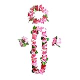 duoyif Hawaiiketten Hawaii Blumen Kette Blumenketten Hawaiian Kette Haarband Armbänder Grasrock...