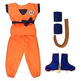 Awonlate Cosplay Anime Goku Kostüm, Goku Cosplay Kostüm mit Überschuhen, Kostüm Kinder Goku,...