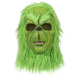 Claofoc Grinch Maske Weihnachts Hut Kostüm Maske Weihnachten Grünes Gesicht Monster Gruselige...