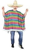Foxxeo Mexikaner Poncho für Erwachsene Kostüm für Damen und Herren Fasching Party Karneval