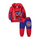 AsKong 3-teiliger Spider-Man-Anzug für Jungen, Sweatshirt, lange Hose, Reißverschlussweste,...