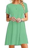 EFOFEI Damen Mini Kleid Sommer Kleid Tunika Shirt Kleid Hellgrün 3XL