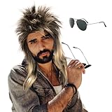 EUPSIIU Perücke Herren Damen 70er 80er Rockstar Perücke Vokuhila Perücke Punk Heavy Metal...