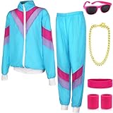 90er 80er Jahre Outfit Herren Kostüm 80er Jahre Trainingsanzug Jacke Hose Anzug 80er Accessoire...