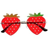 jojofuny Erdbeer Sonnenbrille Partybrille Party Brille Sonnenbrille Spaßbrille Randlose Brille...