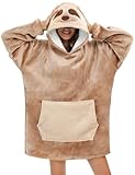 LATH.PIN Faultier Übergroße Decken-Hoodie Flanell mit Kapuze Pulloverdecke Sweatshirt Unisex...