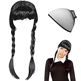 QJFHURB Wednesday Perücke Damen Wednesday Perücke Kinder Wednesday Perücke Schwarze Perücke...