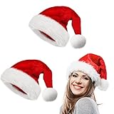 obqo 2 Stück Weihnachtsmütze Erwachsene - Flauschige Plüsch Nikolausmütze für Frauen Männer...