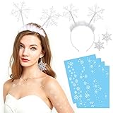 HOWAF Schneeflocke Kostüm Damen, Schneeflocken Haarreif Schneeflocke Haarreifen Schneeflocke...